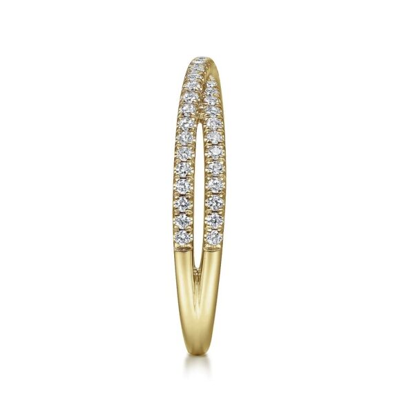 14K Yellow Gold Criss Cross Diamond Stackable Ring - Image 2