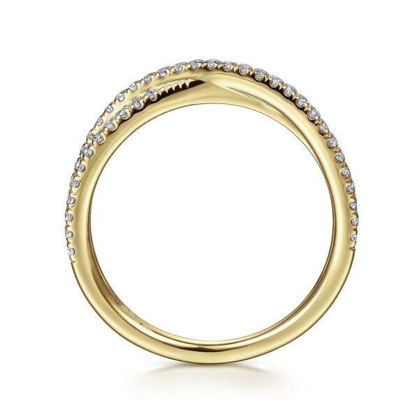 14K Yellow Gold Criss Cross Diamond Stackable Ring - Image 3