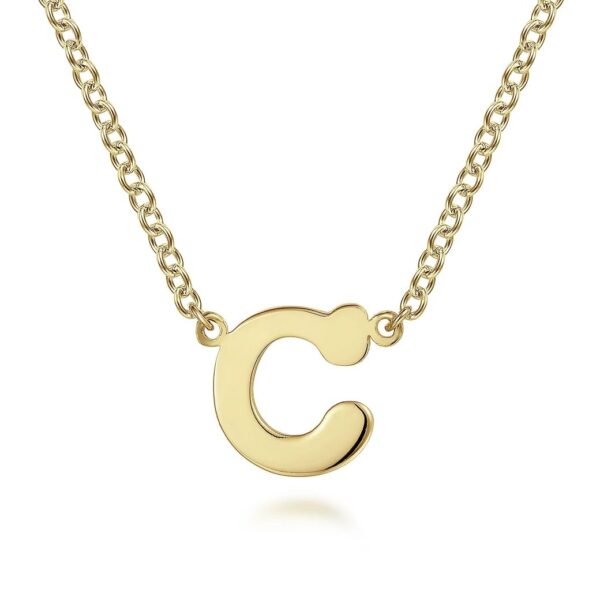 14K Yellow Gold C Initial Necklace