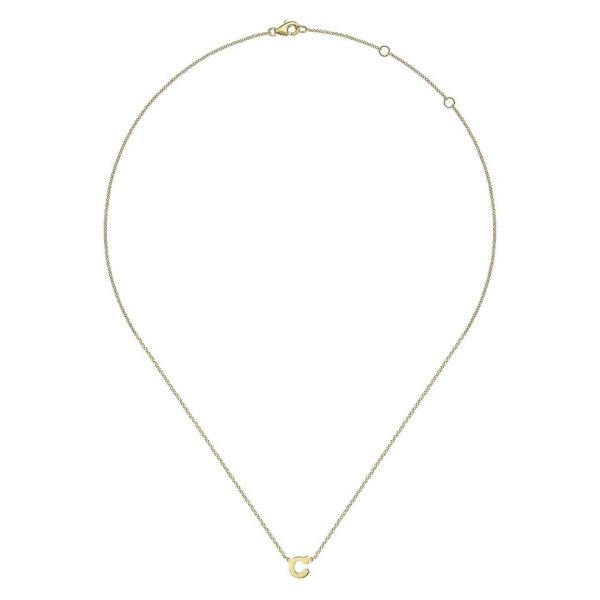 14K Yellow Gold C Initial Necklace - Image 2