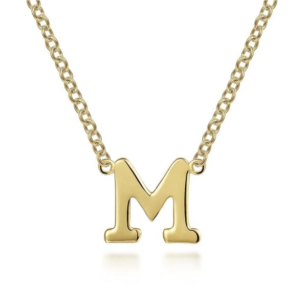 14K Yellow Gold M Initial Necklace