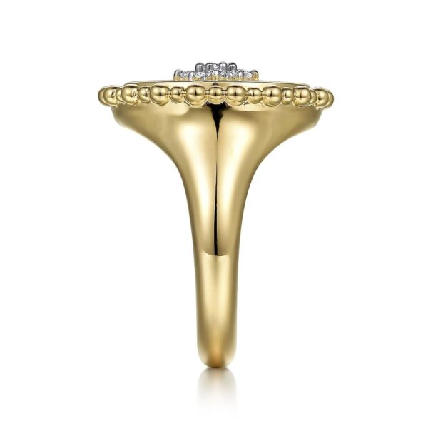 14K Yellow Gold Diamond Star Signet Ring - Image 3