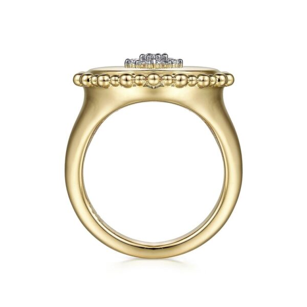 14K Yellow Gold Diamond Star Signet Ring - Image 2