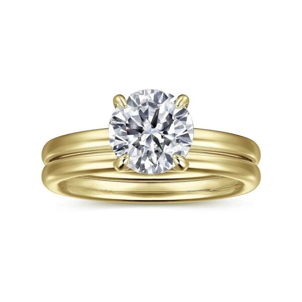 14K Yellow Gold Round Diamond Engagement Ring - Image 5