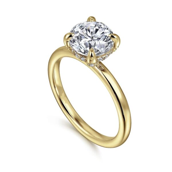 14K Yellow Gold Round Diamond Engagement Ring - Image 2