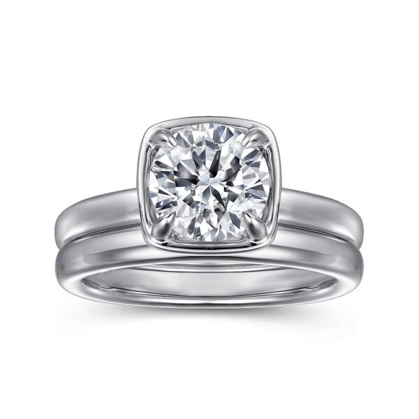 14K White Gold Round Diamond Engagement Ring - Image 5