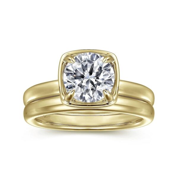 14K Yellow Gold Round Diamond Engagement Ring - Image 5