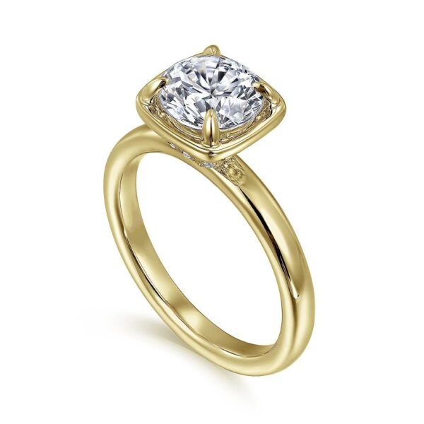 14K Yellow Gold Round Diamond Engagement Ring - Image 3