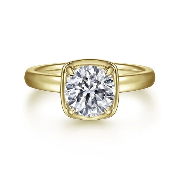 14K Yellow Gold Round Diamond Engagement Ring