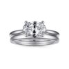 14K White Gold Horizontal Oval Solitaire Engagement Ring - Image 5