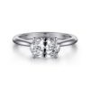 14K White Gold Horizontal Oval Solitaire Engagement Ring