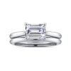 14K White Gold Horizontal Emerald Solitaire Engagement Ring - Image 5