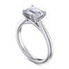 14K White Gold Horizontal Emerald Solitaire Engagement Ring - Image 2
