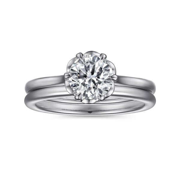 14K White Gold Round Diamond Engagement Ring - Image 5