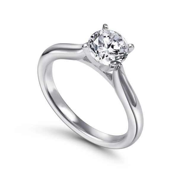 14K White Gold Round Diamond Engagement Ring - Image 3