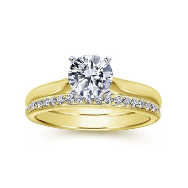 14K White-Yellow Gold Round Diamond Engagement Ring - Image 4