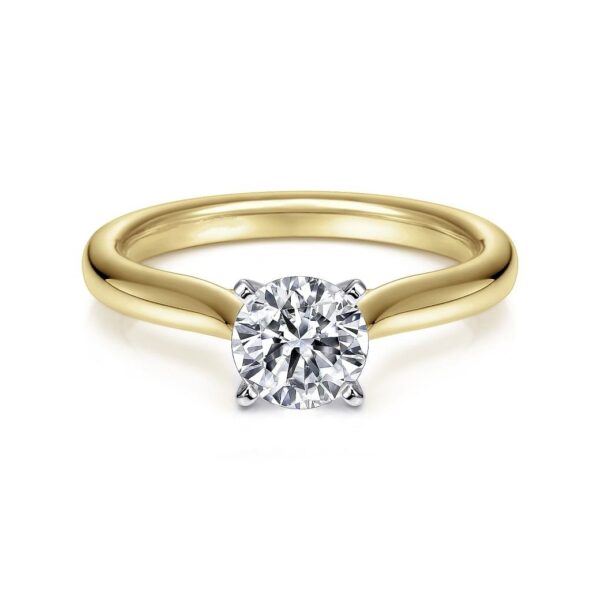 14K White-Yellow Gold Round Diamond Engagement Ring