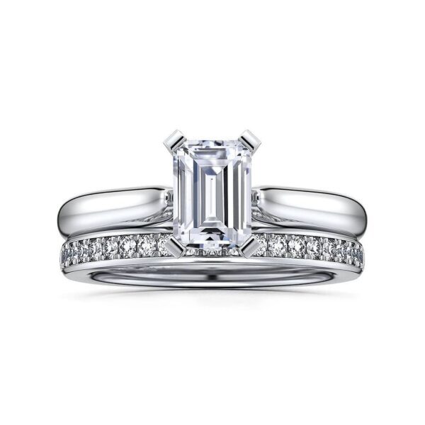 14K White Gold Emerald Cut Diamond Engagement Ring - Image 5