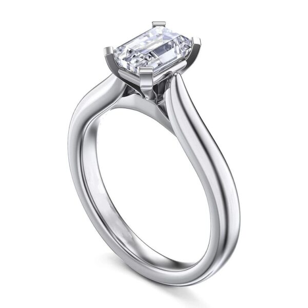 14K White Gold Emerald Cut Diamond Engagement Ring - Image 4