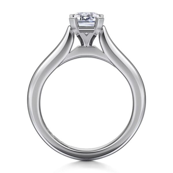 14K White Gold Emerald Cut Diamond Engagement Ring - Image 2