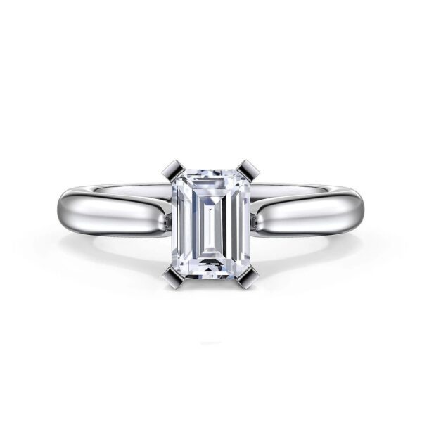 14K White Gold Emerald Cut Diamond Engagement Ring