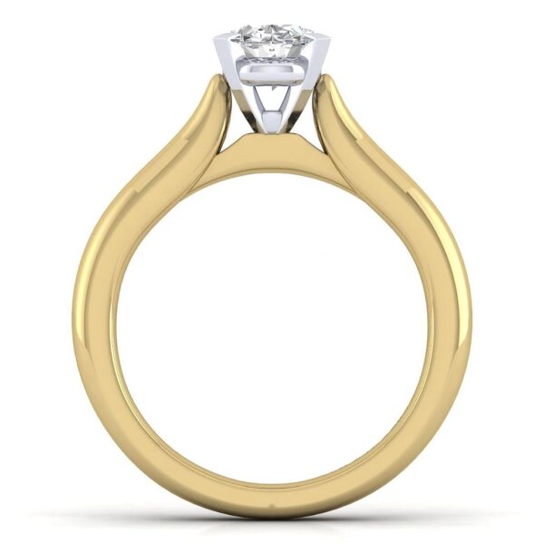 14K White-Yellow Gold Oval Diamond Engagement Ring - Image 3