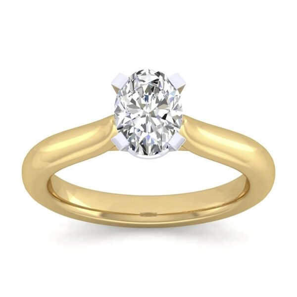 14K White-Yellow Gold Oval Diamond Engagement Ring - Image 5