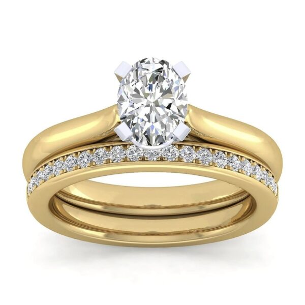 14K White-Yellow Gold Oval Diamond Engagement Ring - Image 4
