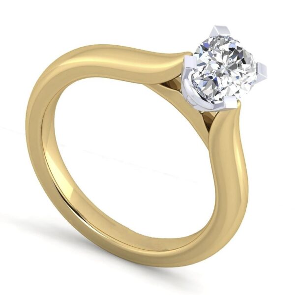 14K White-Yellow Gold Oval Diamond Engagement Ring - Image 2