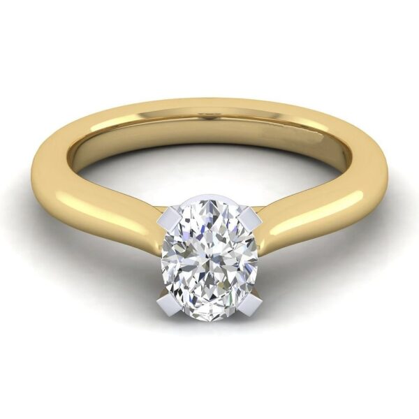 14K White-Yellow Gold Oval Diamond Engagement Ring