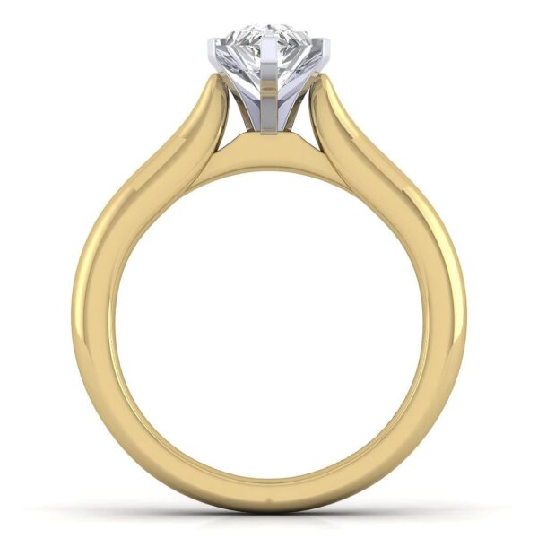 14K White-Yellow Gold Pear Shape Diamond Engagement Ring - Image 3