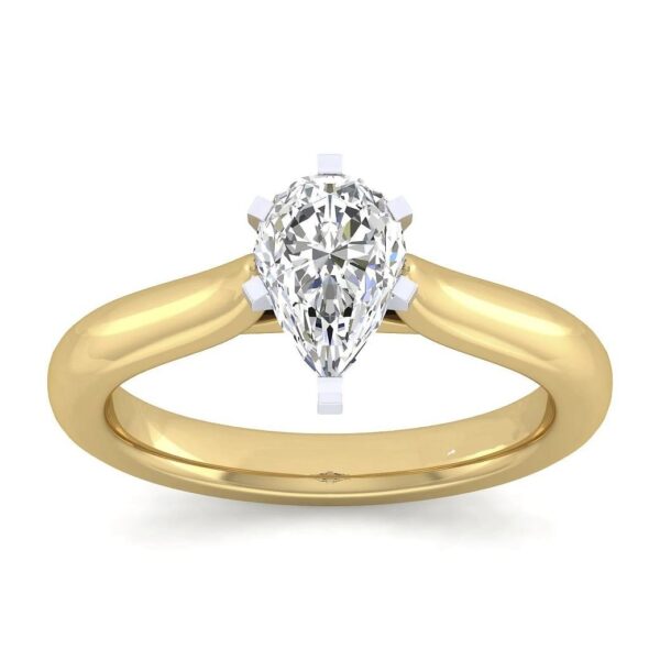 14K White-Yellow Gold Pear Shape Diamond Engagement Ring - Image 5