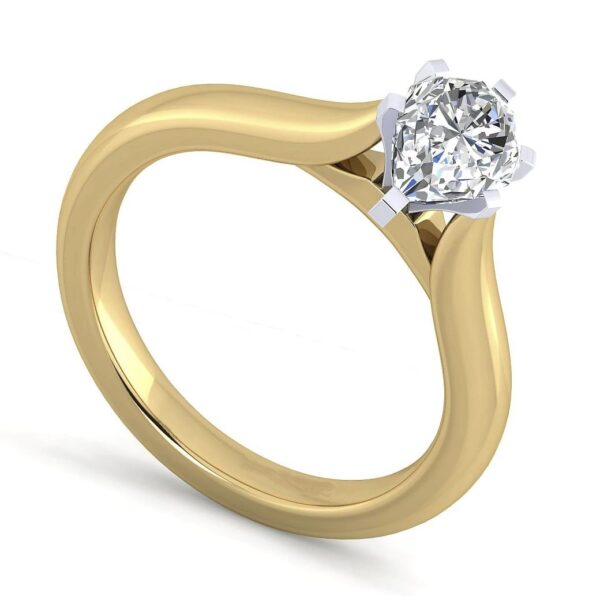 14K White-Yellow Gold Pear Shape Diamond Engagement Ring - Image 2