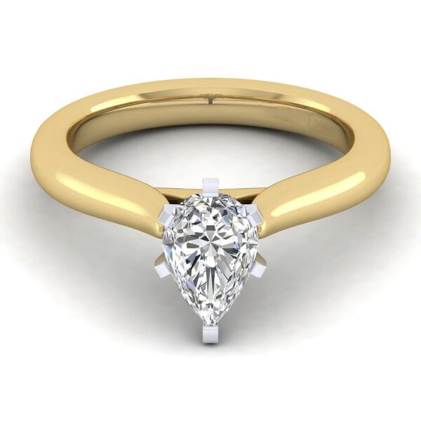14K White-Yellow Gold Pear Shape Diamond Engagement Ring