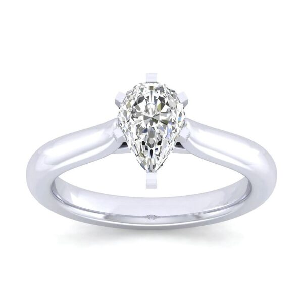 14K White Gold Pear Shape Diamond Engagement Ring - Image 5