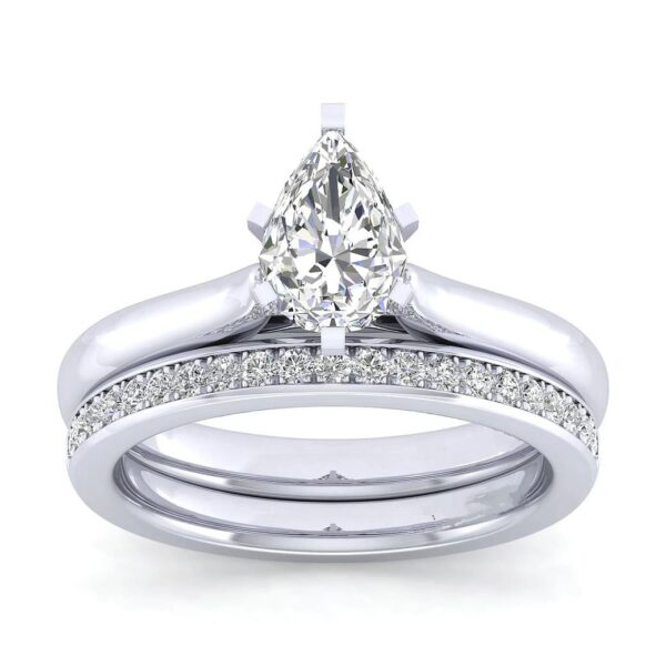 14K White Gold Pear Shape Diamond Engagement Ring - Image 4