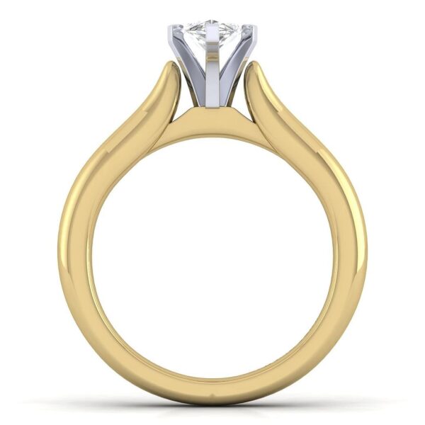 14K White-Yellow Gold Marquise Shape Diamond Engagement Ring - Image 3