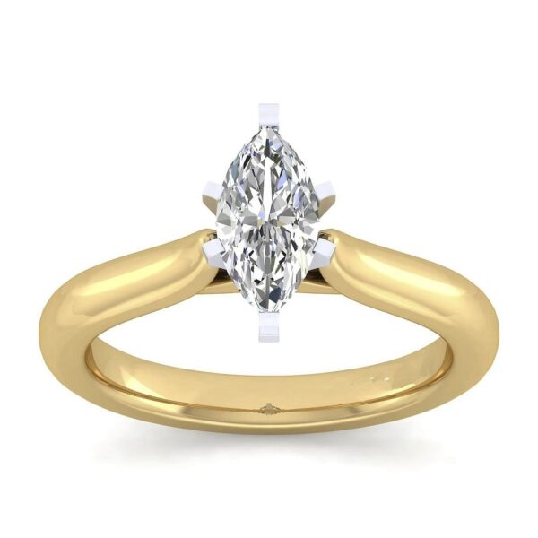 14K White-Yellow Gold Marquise Shape Diamond Engagement Ring - Image 5