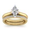 14K White-Yellow Gold Marquise Shape Diamond Engagement Ring - Image 4