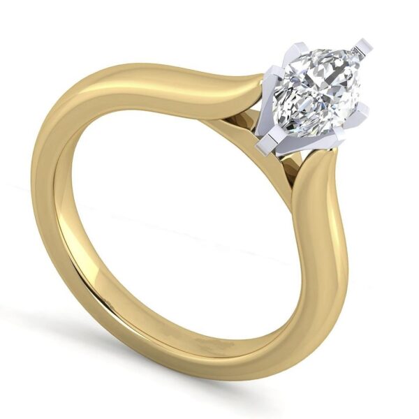 14K White-Yellow Gold Marquise Shape Diamond Engagement Ring - Image 2