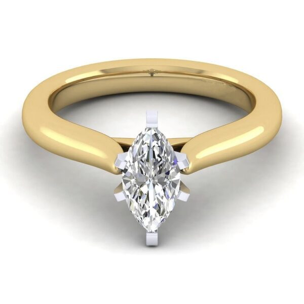 14K White-Yellow Gold Marquise Shape Diamond Engagement Ring
