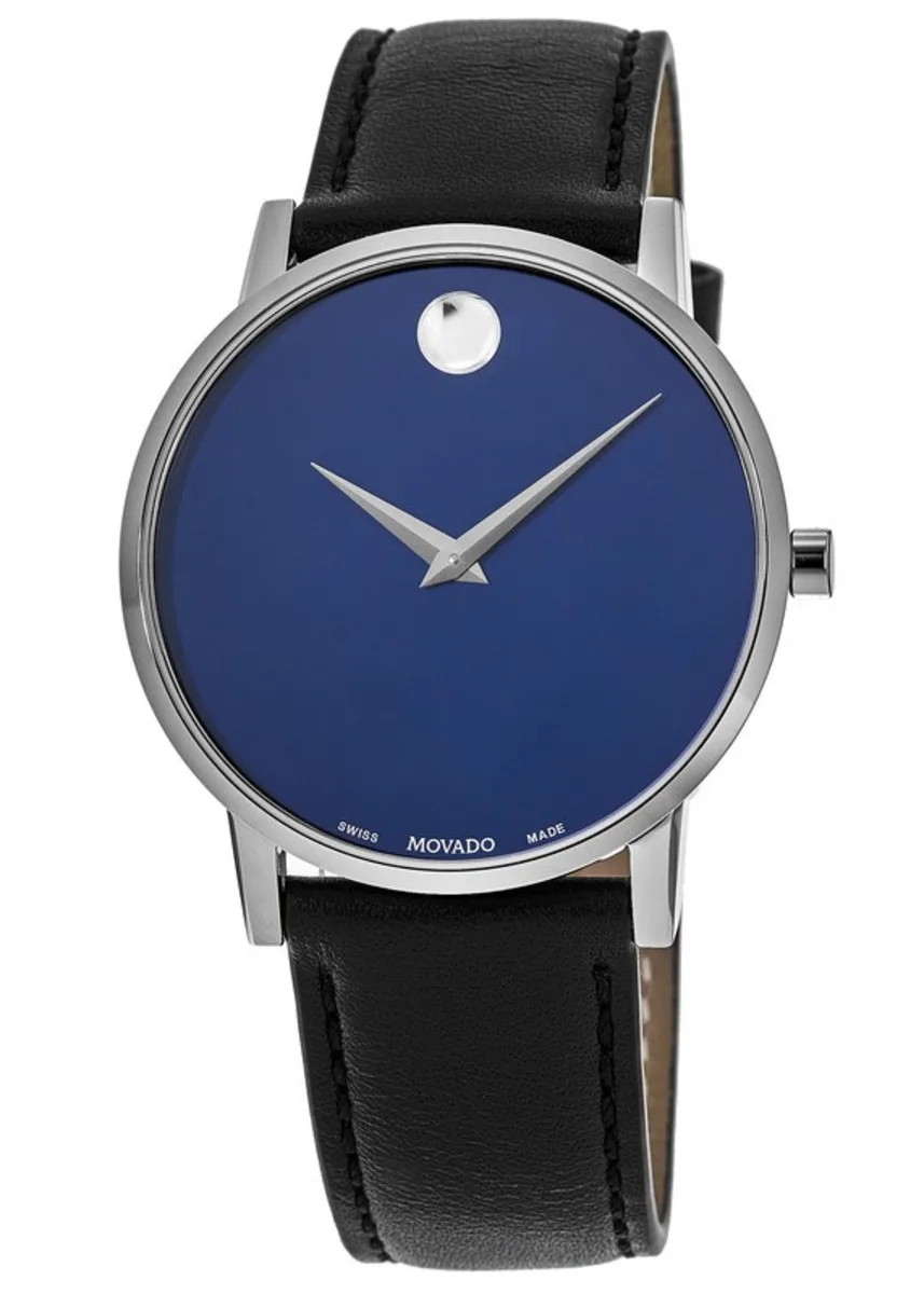 Museum Classic Blue Dial Black Leather Strap Men s Watch 0607270 Lozano s Diamond Jewelry